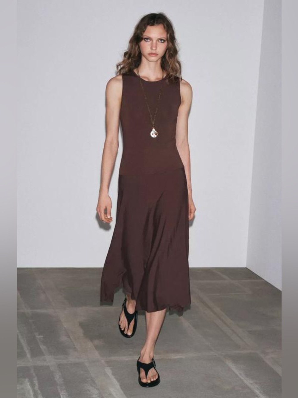 Zara Aubergine Knit Midi Dress